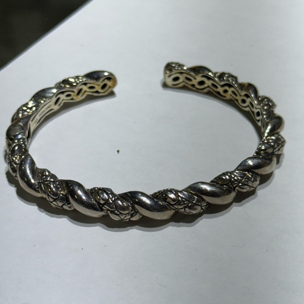 Sterling Silver 925 JAI John Hardy Twist Cable Hinged Bangle Cuff Bracelet 7.25” - Picture 3 of 10